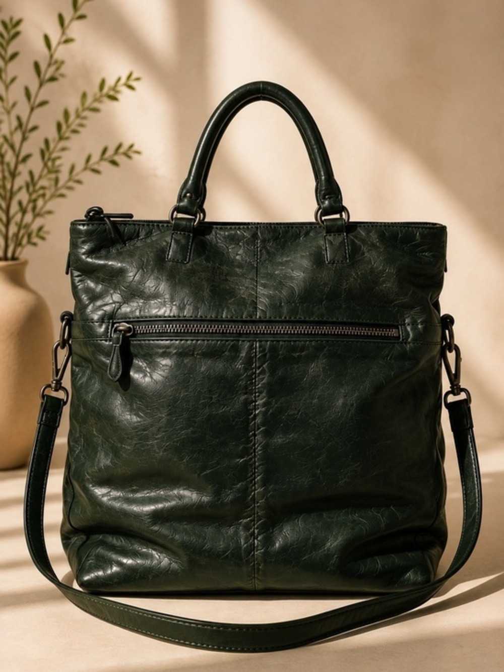 Bottega Veneta Intrecciato Trimmed Cervo Leather Green Tote Bag